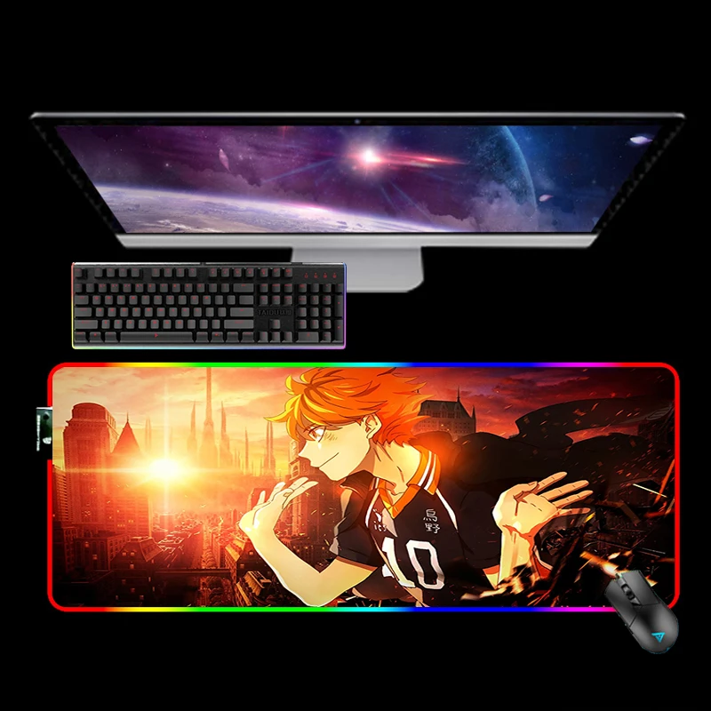 коврик для мыши haikyuu аниме rgb xl 900x400x3 мм