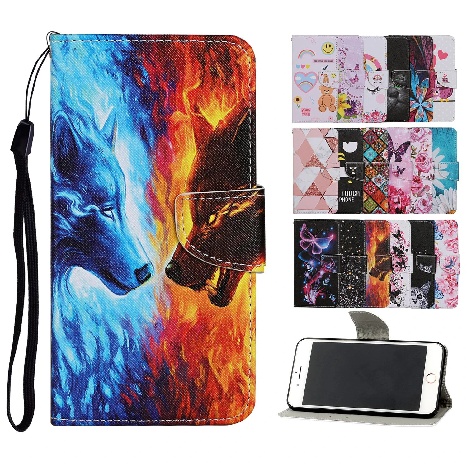 painted flip leather case on for huawei p smart z 2020 y5 y6 y7 y9 prime 2019 y5p y6p y7p phone wallet card holder book cover free global shipping