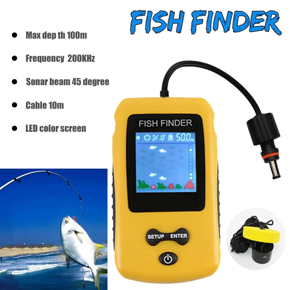 

Fish finder Handheld Fish Finder Portable Fishing Kayak Fish Depth Finder Fishing Gear with Sonar Transducer and LCD Display