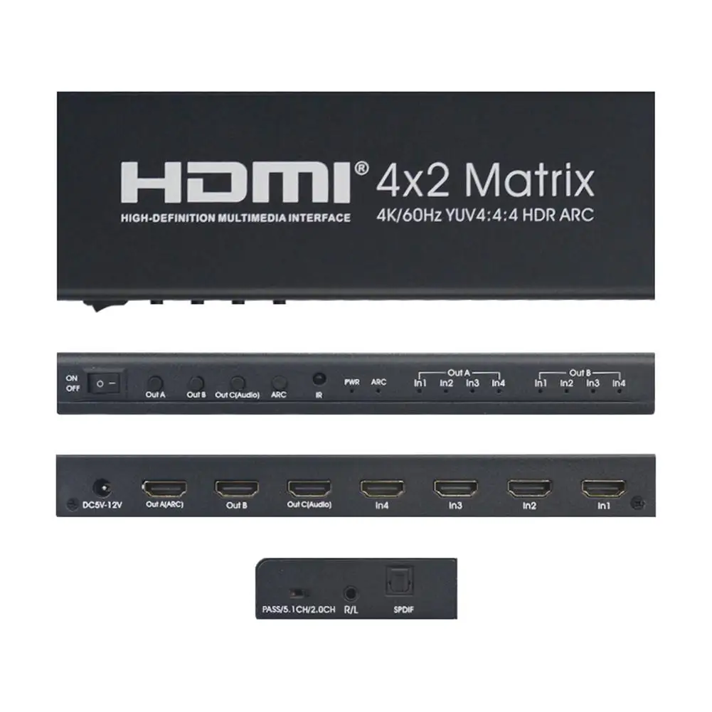 BEESCLOVER для HDMI 2 0 4X2 поддержка 4K/60 YUV4:4:4 HDR ARC инфракрасный пульт дистанционного