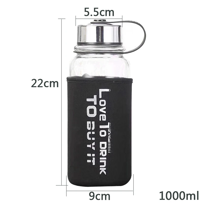 700/1000 мл стеклянная бутылка для воды с рукавом уличная лимонного фруктового сока