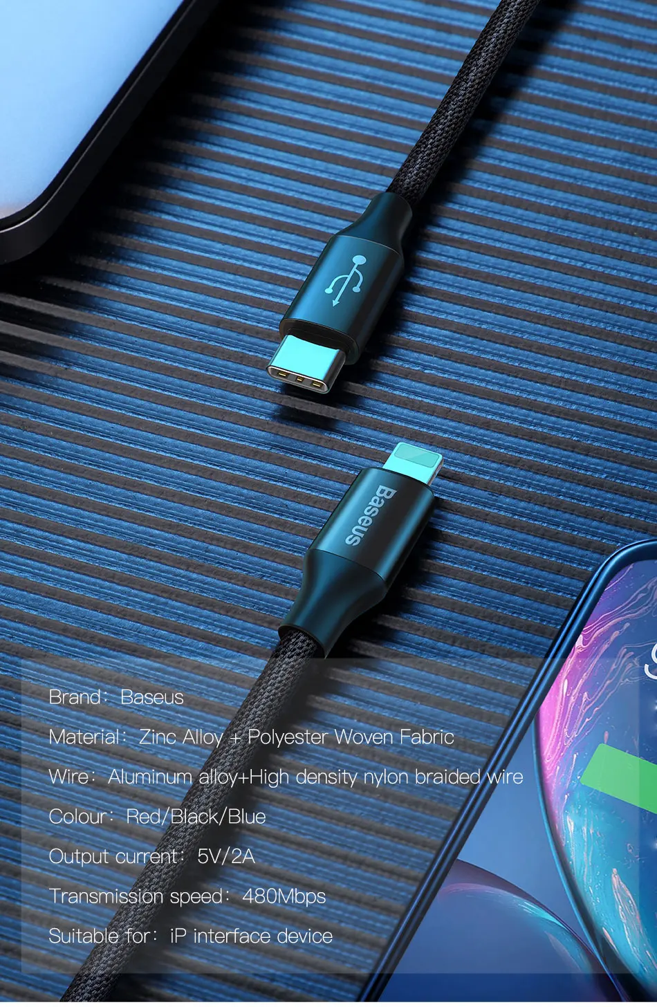 Baseus USB кабель для iPhone 11 Pro Max XR Xs 8 usb type C кабель для Lightning зарядный кабель быстрое зарядное устройство USB кабель для передачи данных провод