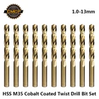 Сверла спиральные из быстрорежущей стали, с кобальтовым покрытием, 1,0-13 мм, для древесиныметалла