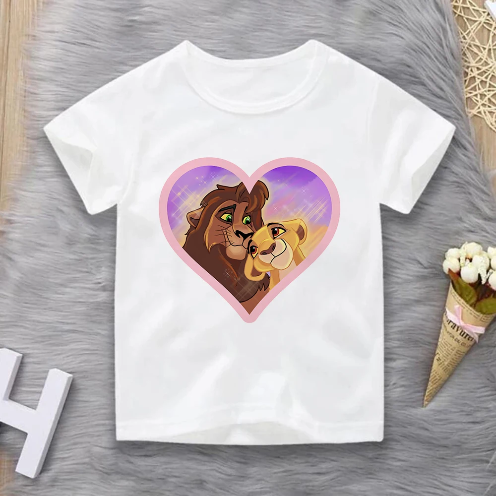 Повседневная футболка Детская с мультяшным рисунком Симбы модный топ принтом