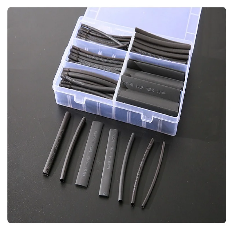 154 шт./лот черная Полиолефиновая термоусадочная трубка Корпус кабеля провод и