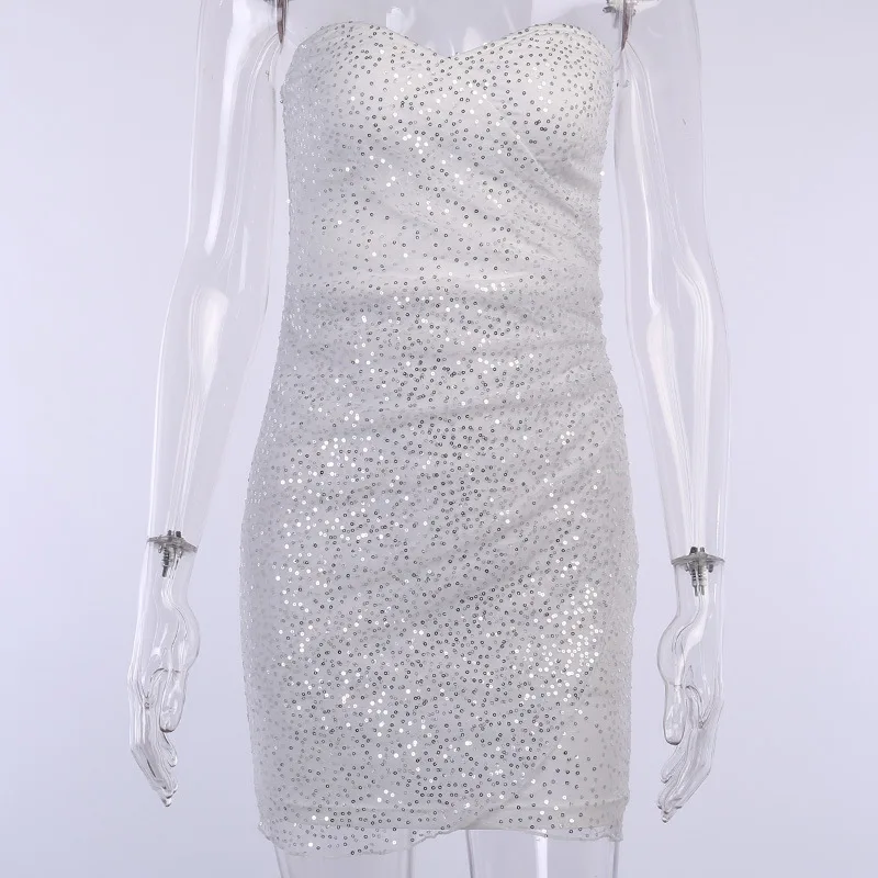 Сексуальное Белое платье Townlike с блестками женские мини-платья для ночного клуба