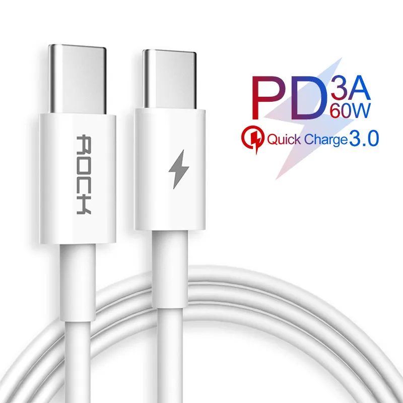 Кабель ROCK PD для быстрой зарядки USB Type C к кабель Samsung Galaxy S9 Plus Xiaomi поддержка 60 Вт QC4.0