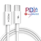 Кабель ROCK PD для быстрой зарядки, USB Type C к Type C, кабель для Samsung Galaxy S9 Plus, Xiaomi, поддержка PD 60 Вт, QC4.0, кабель для быстрой зарядки