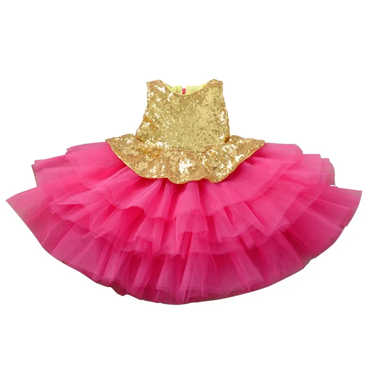 

Girls Dresses With Glittering Net Gauze Fancy Wedding Tutu Multi-layer Cake Dress Sleeveless Princess Dress