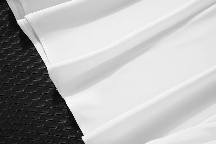 

Women's 96% Mulberry Silk 4% Spandex Crepe Silk ruffles V neck long sleeve white black Shirt Top Blouse Office Work M L XL JN599