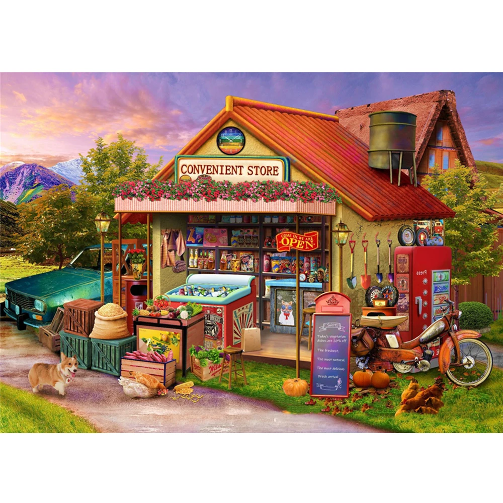 

Village Commiss Landscape Puzzle 1000 Pieces 50x70cm Adult Children Interactive Puzzle Games Holiday Gifts Living Room Ornaments