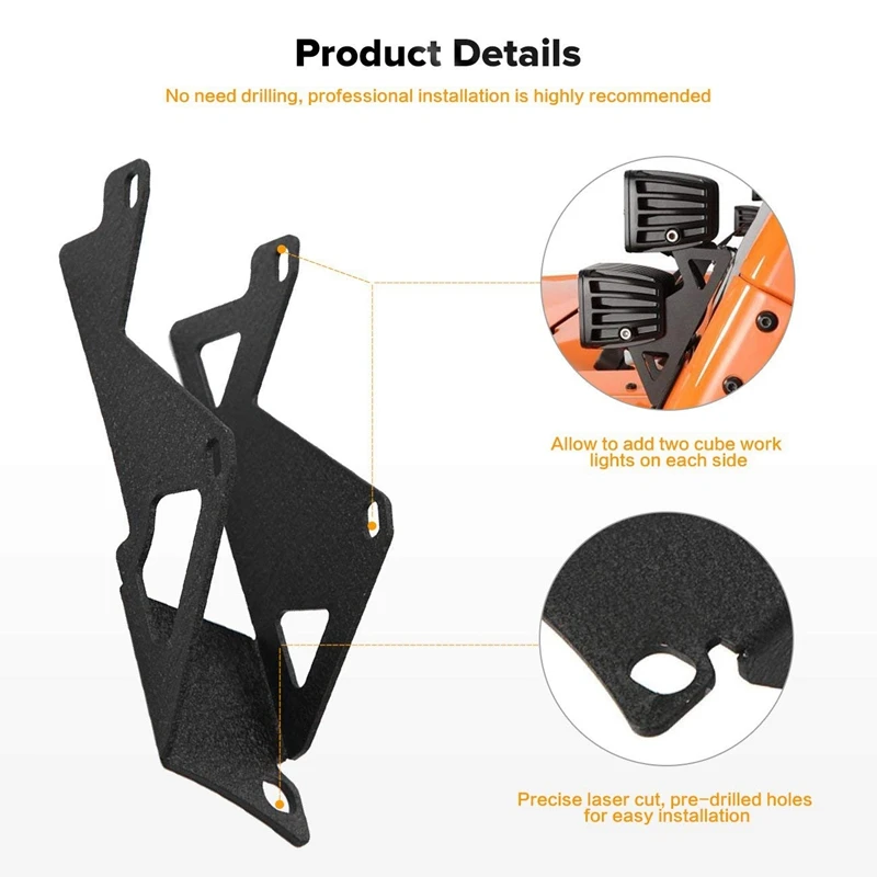 1Pair Car Dual Lower Windshield LED Light Mounts Brackets Kit for Cube 07-16 Jeep JK Wrangler | Автомобили и мотоциклы