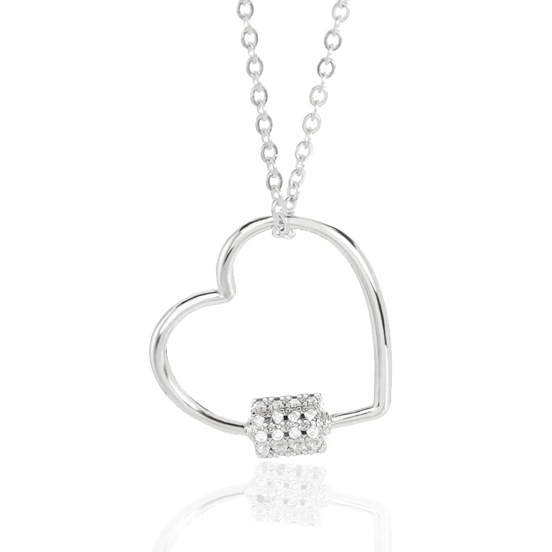 

Dainty Heart Necklace Zircon Choker Hollow Stainless Steel Shiny Jewelry Girl Exquisite Crystal Pendant Clavicle Chain Lover