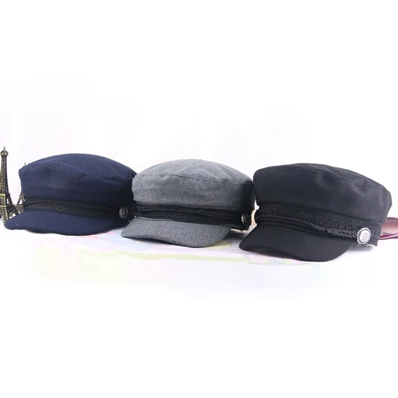 Повседневная Женская восьмиугольная кепка шерстяная бейсболка с пуговицами