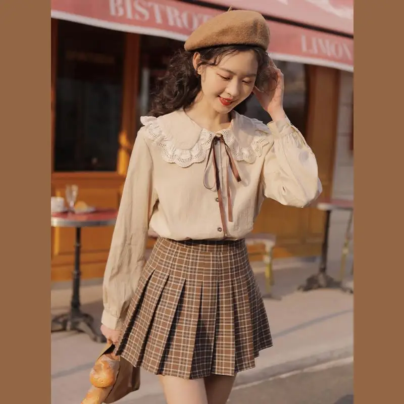 

Harajuku Kawaii Blouses Shirts for Women Spring Summer 2021 Korean Fashion Long Sleeve Collar Tops Clothes