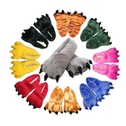 2022 забавные животные рождественские Монстры динозавры лапы искусственная зимняя теплая мягкая напольная обувь для помещений Сланцы на каблуках женская обувь