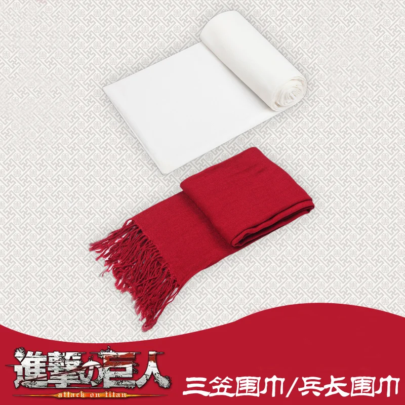 

Anime Attack on Titan Mikasa Levi Ackerman Scarf Cosplay Costume Shingeki no Kyojin Red / White Daily Casual All-match Scarves