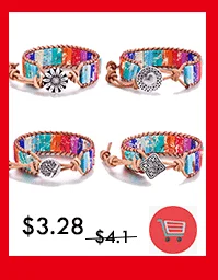 Boho натуральный камень Обернуть Кожаный браслет для женщин винтажное Дерево жизни талисманы браслеты из камней размер регулируемые вечерние подарок