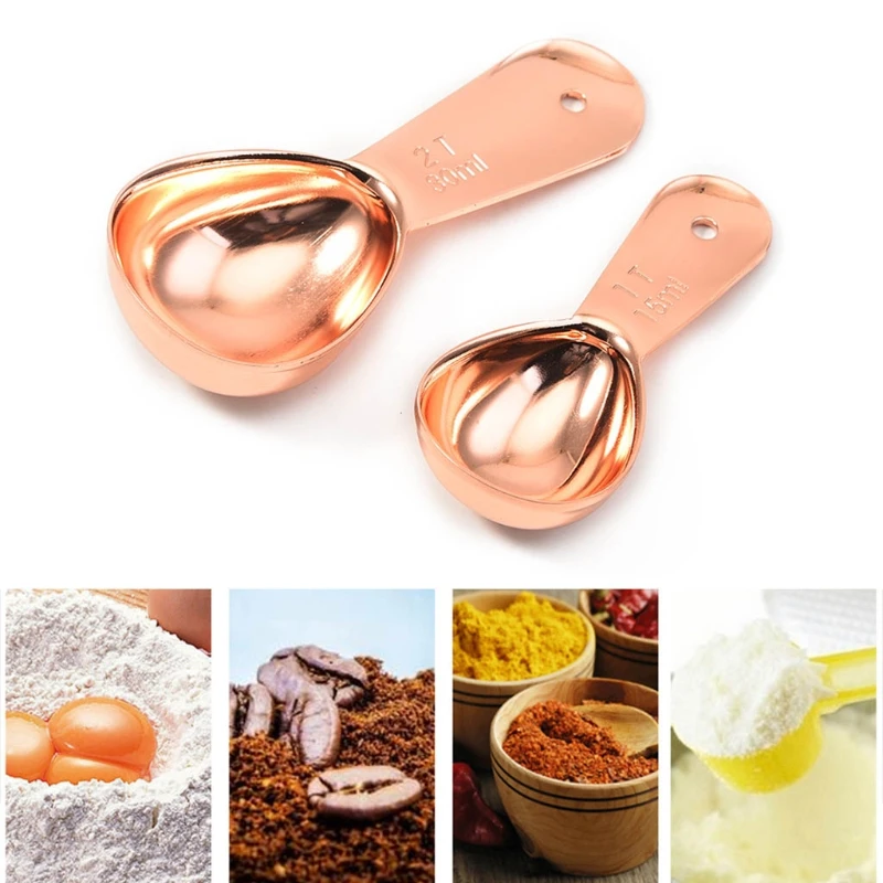 

15/30ml Stainless Steel Rose Gold Coffee Measuring Scoop Short Handle Milk Powder Brewing Spoon Sugar Flour Tablespoon Kitchen