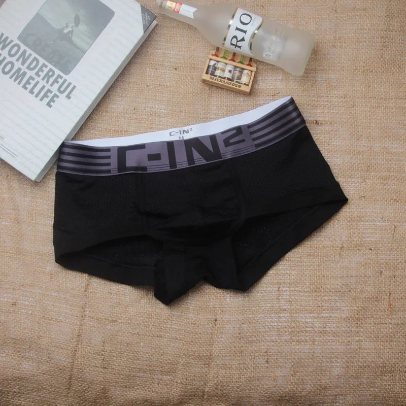 Трусы мужские шелковые летние дышащие сетчатые с дырками плоским углом