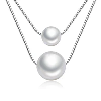 real 925 sterling silver double layer round pearl charm pendant necklace for women wedding romantic jewelry choker collar
