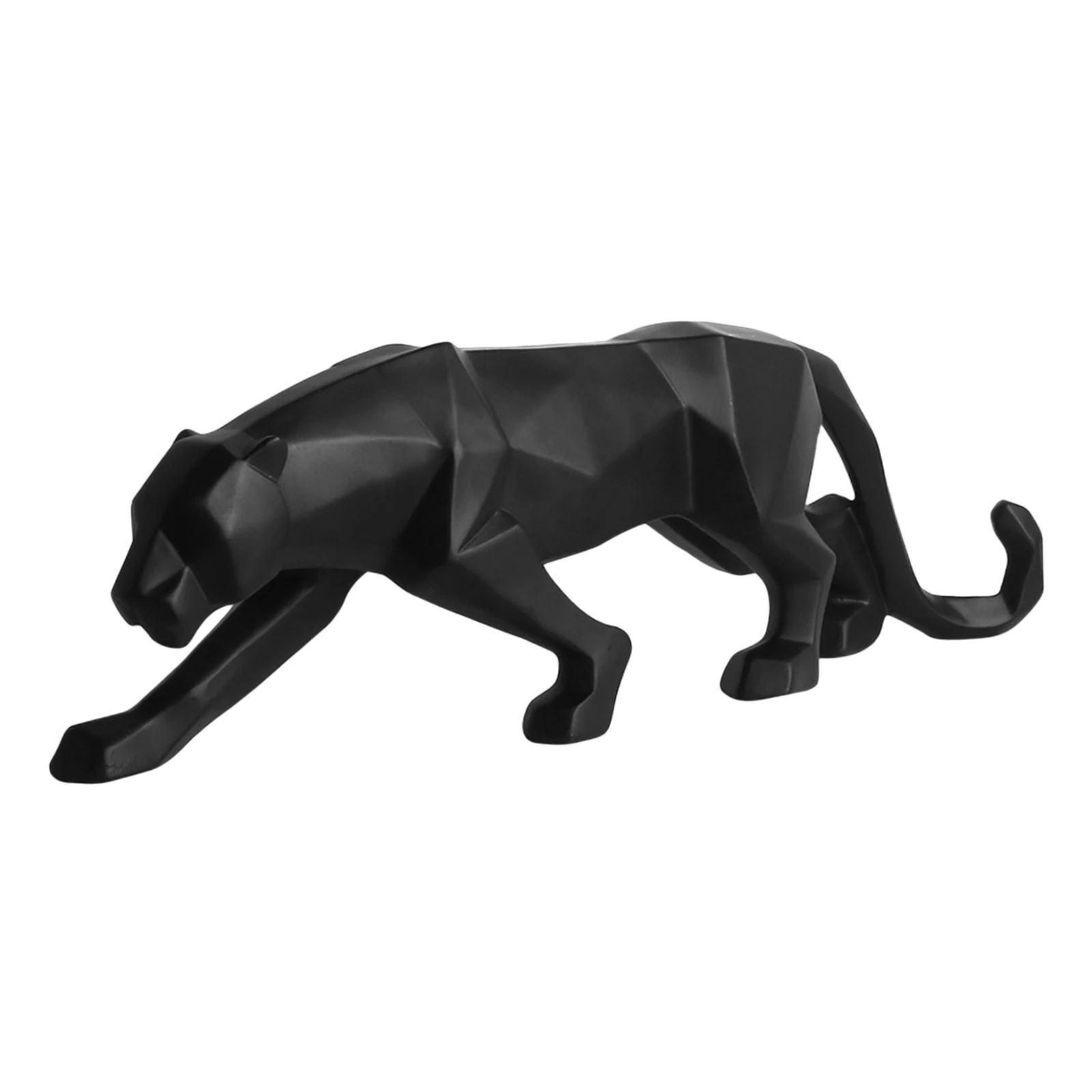 

Modern Abstract Black Panther Sculpture Geometric Resin Leopard Statue Wildlife Home Decor Gift Craft Ornament