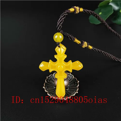 Натуральный желтый китайский нефритовый крест подвеска ожерелье модные