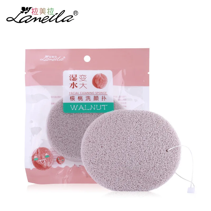 

Hydrophilic Non-Latex Walnut Cleansing Flutter Single Pack Bubble Water Larger Sponge Facial Puff B2147