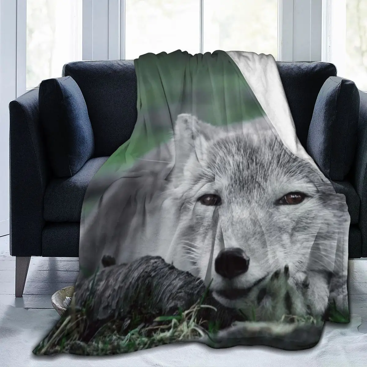 

New animal Fox 3D printing printed blanket bedspread blanket retro bedding square picnic wool soft blanket
