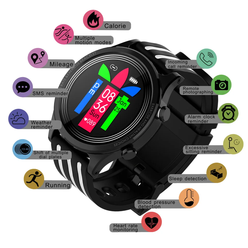 

2020 New E5 Smart Watch Men Waterproof IP68 Weather display Smartwatch Women Heart rate blood pressure Test Older health tracker