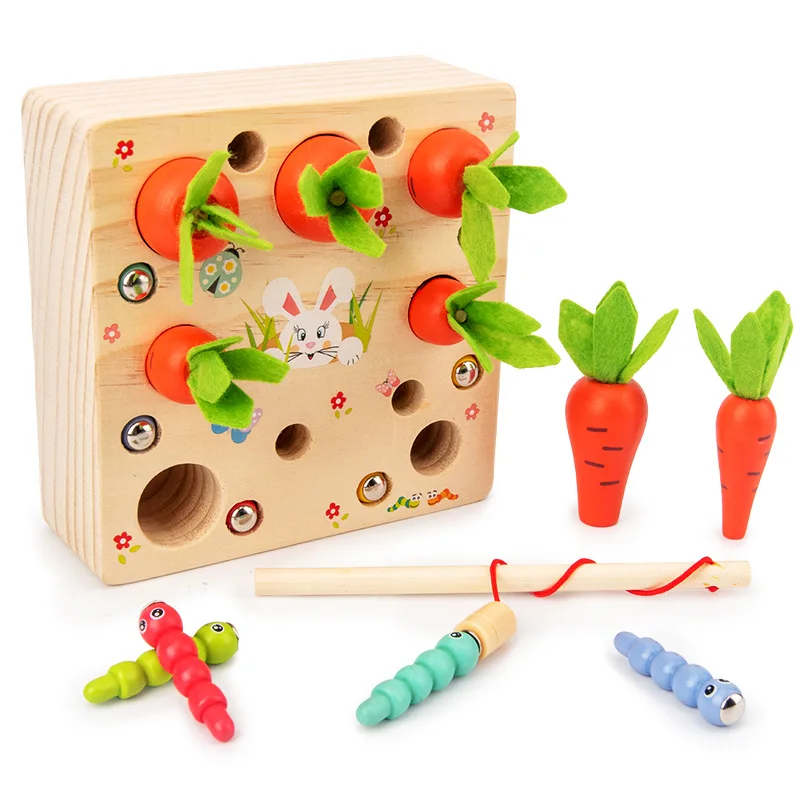 

Dropship Wooden Picking Carrots Insects Game Kids Attention Training Toys Early Educational Desk Puzzle Toys Children' Day Gift