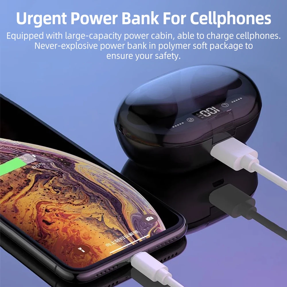 6D стерео Bluetooth наушники с шумоподавлением Беспроводные TWS 3300 мАч светодиодный