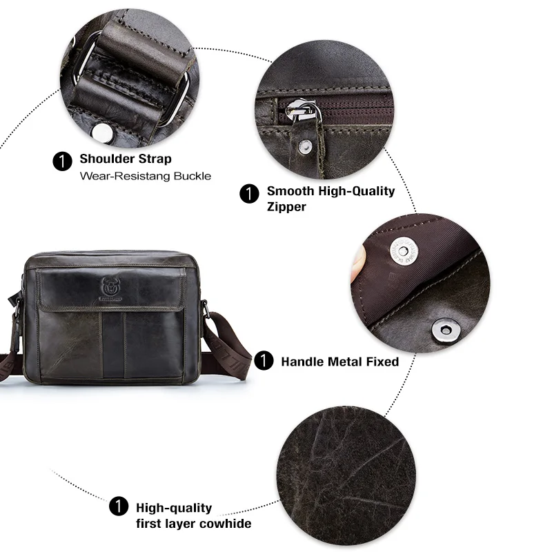 Мужская кожаная сумка через плечо BULLCAPTAIN черная Вместительная деловая