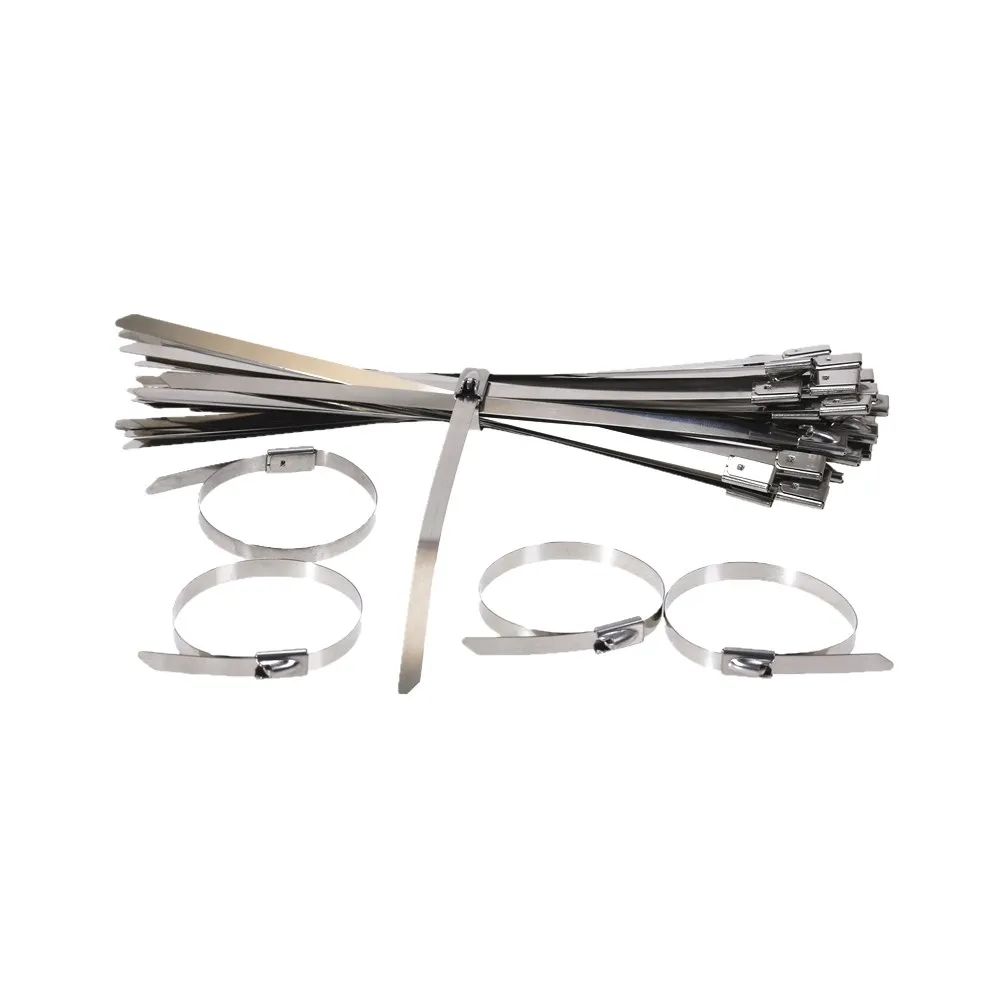 

100Pcs Tie S201 Stainless Steel Metal Cable Tie Width 4.6mm Zip Strap Locking Exhaust Pipe Header 150-450mm 300mm 350mm 400mm