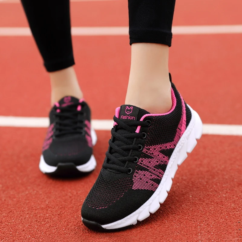 Кроссовки женские сетчатые повседневная обувь для ходьбы плоская подошва