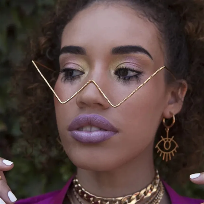 

Модные солнцезащитные очки без линз, оправа для женщин, стразы, стимпанк оправа для очков, треугольные солнцезащитные очки, оправа для мужчи...