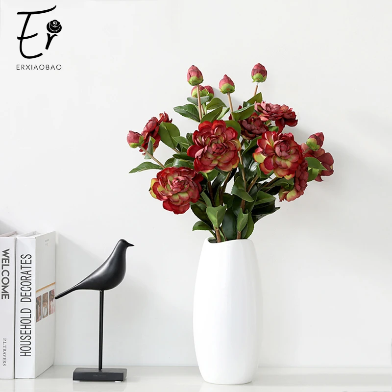 Erxiaobao 2 головки красный зеленый фиолетовый шелк пион Розы Искусственные цветы