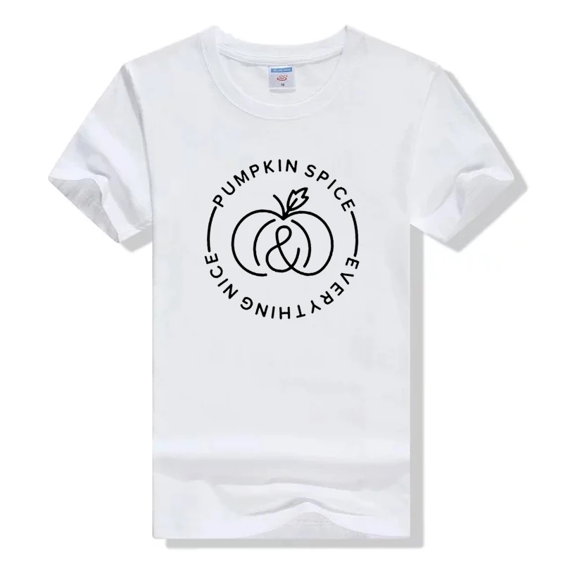 Футболка женская с графическим рисунком тыквы и специй модный топ круглым