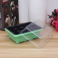 10 pcs 18x14x6cm tray sprout plate 12 cells nursery pots tray with transparent lids box for gardening bonsai green