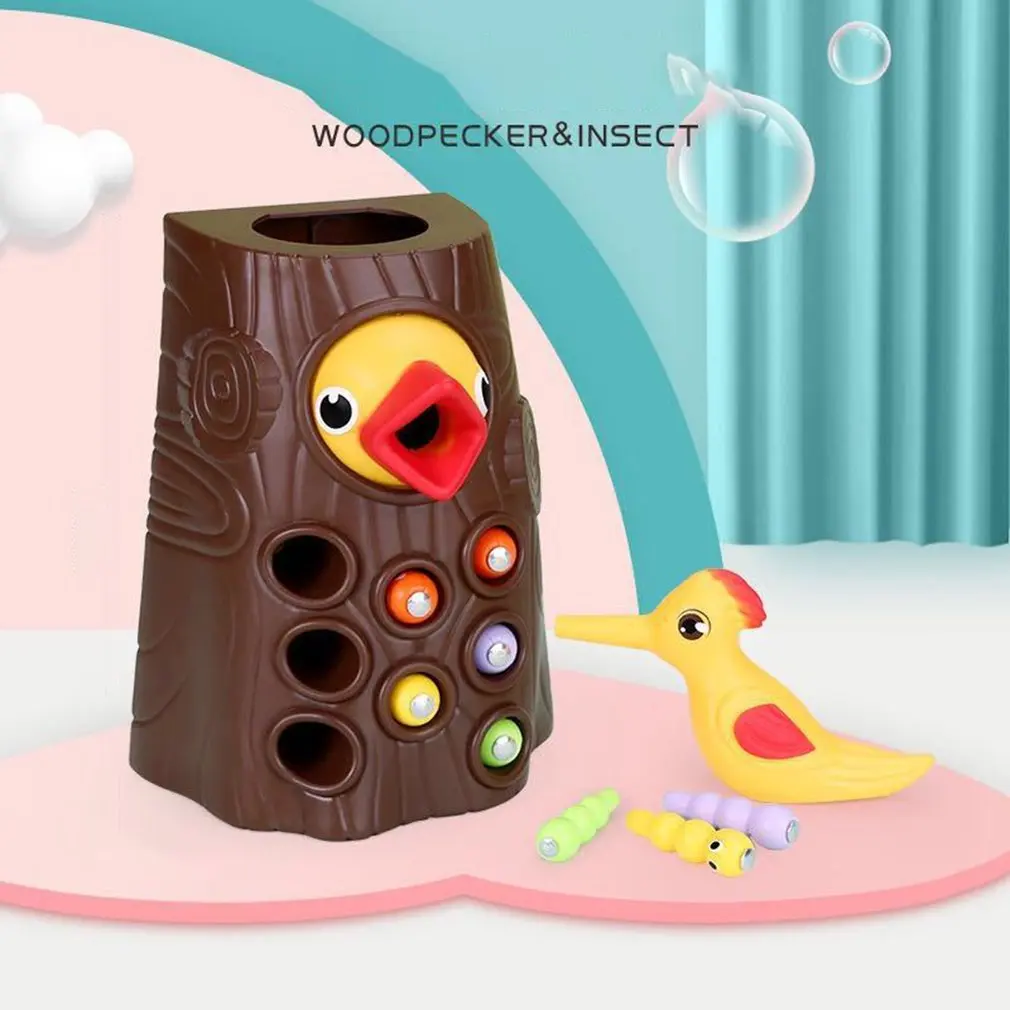 

Family Toys Woodpecker Magnetic Catch the Worm Animal Feeding Game Small Birds Children Educate Fishing Toys Set Kids Gift Kit