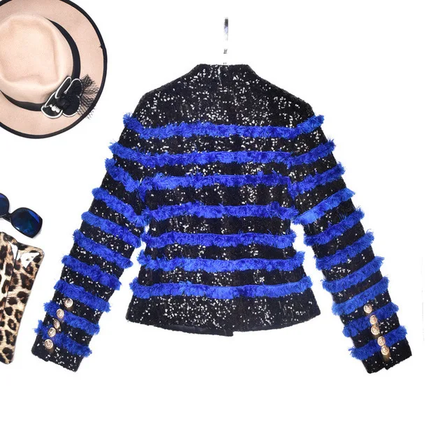 Женский блейзер с блестками дизайнерский облегающий пиджак бахромой Осень-зима