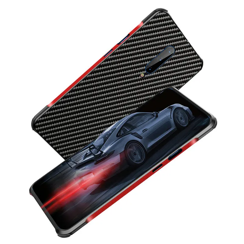 Чехол из углеродного волокна Oneplus 7 Pro PC + Алюминиевый металлический бампер чехол