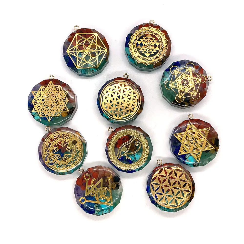 Семь Чакра Натуральный камень кулон Изысканные ювелирные изделия Сакральная