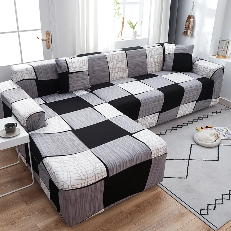 

1/2/3/4 Seat Sofa Cover Elastic Printing Polyester/cotton Corner Corner Slipcover Sofa Chair Protective Cover Living Room