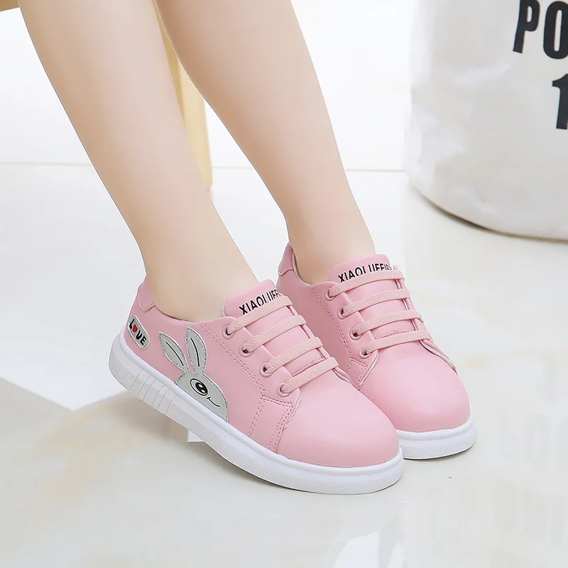 

Sizes 27-37 Fashion Girls Casual Shoes Rabbit Print Princess Sports Shoes Soft Sole Non-slip Shoes for Girls White Shoes School
