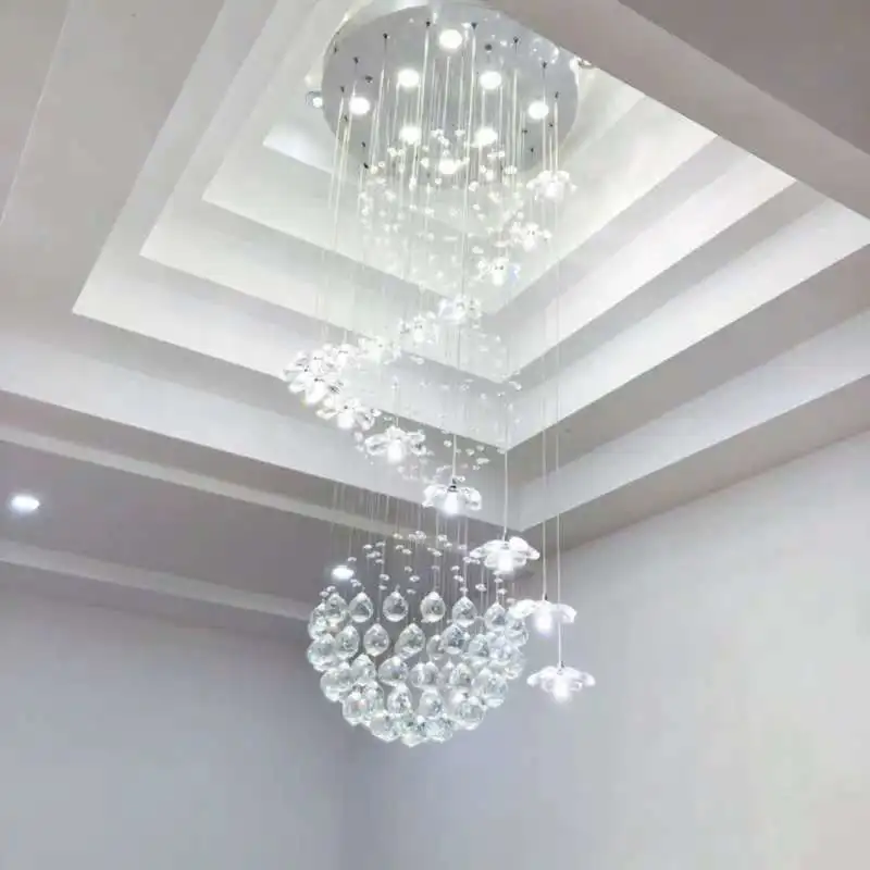 

Long Crystal Chandelier New Creative Staircase Lighting Top Luxury Indoor Large Lamp For Living Room Stair Lobby Cristal Fixture