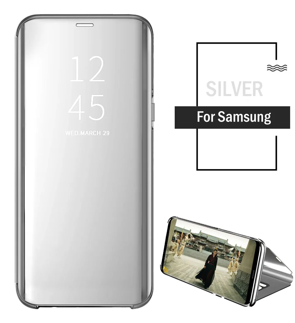Чехол-книжка на подставке зеркальный чехол для samsung Galaxy S8 S9 S10 S7 край A7 A6 A8 A9 J8 J4 J6 плюс A5 A3 A30 A20 A10 M10 M20 сумка