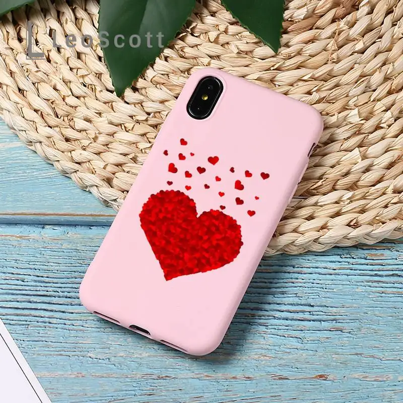 

cartoon cute Love heart red Phone Case Candy Color for iPhone 11 12 mini pro XS MAX 8 7 6 6S Plus X 5S SE 2020 XR