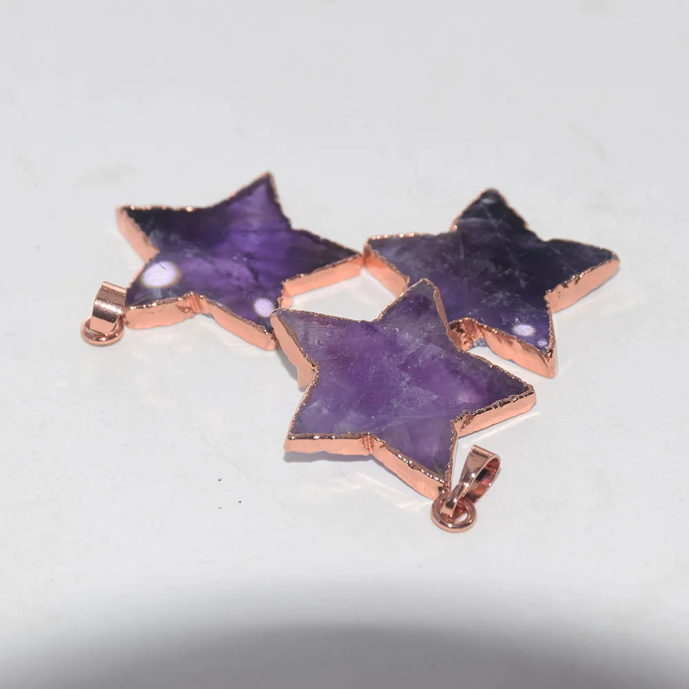 Натуральный фиолетовый камень аметист звезды кулон для женщин 2021 резные чакра