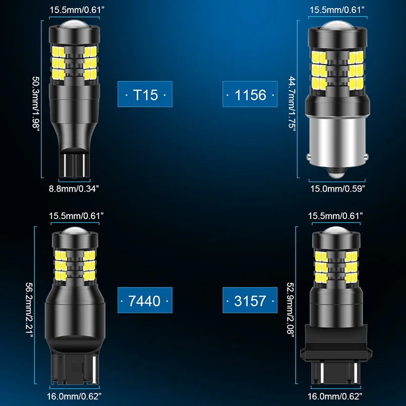 2 шт. 1200Lm t15 w6w 1156 BA15S 7440 T20 3157 светодиодные лампочки canbus led Сигнал поворота